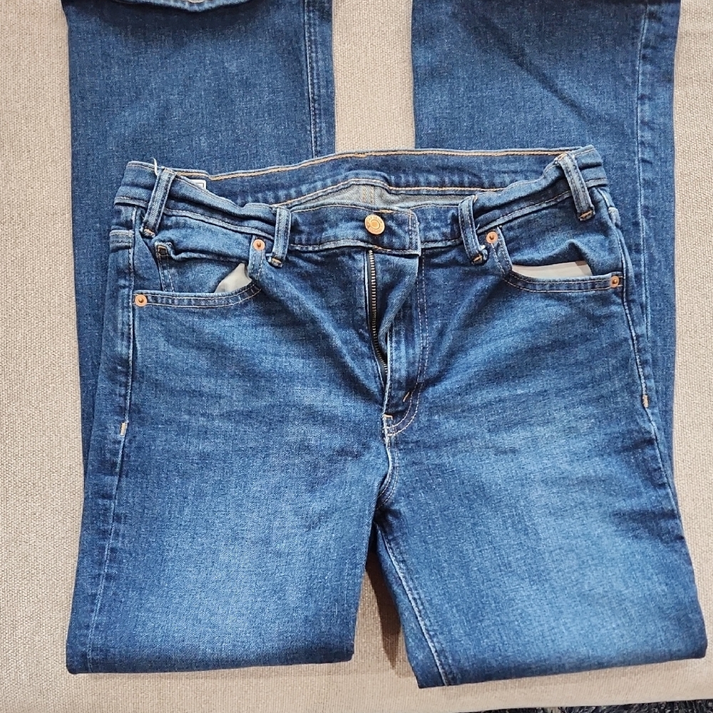 Gap Classic Blue Denim Loose Flare Mid Rise Jeans